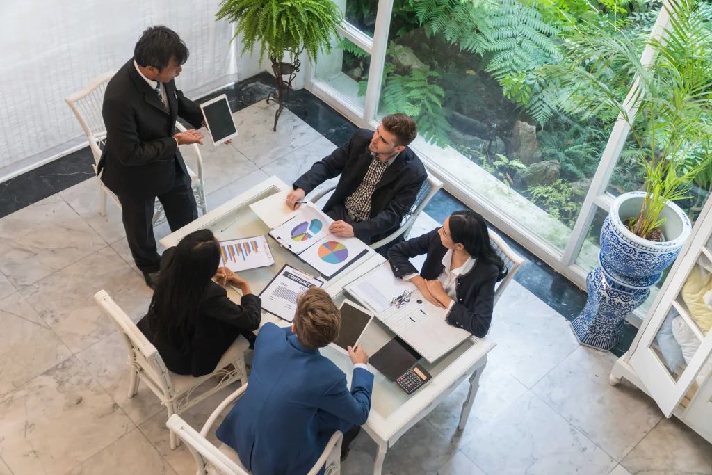 Team meeting of project management consultants